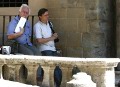 All'esterno del cantiere della Pieve di Arezzo china sensini